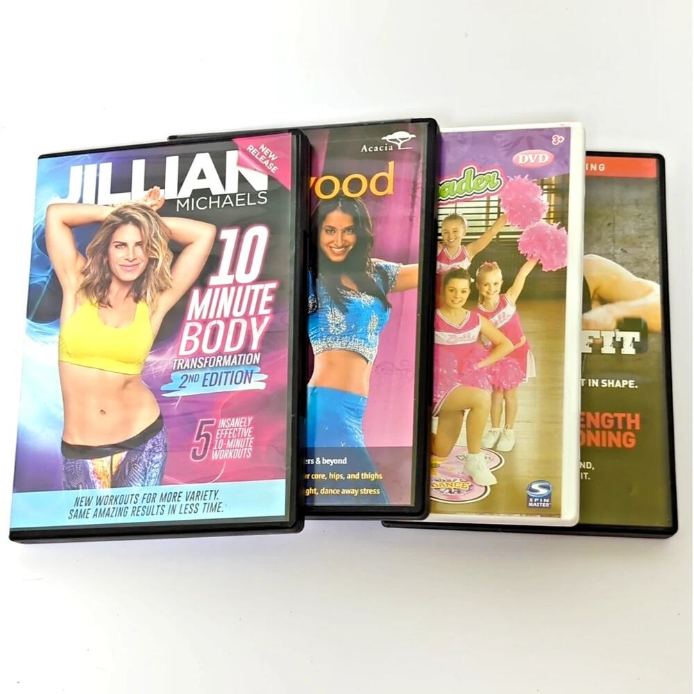 Workout DVD Bundle Lot 4 Jillian Michaels Rushfit Bella Bollywood Burn